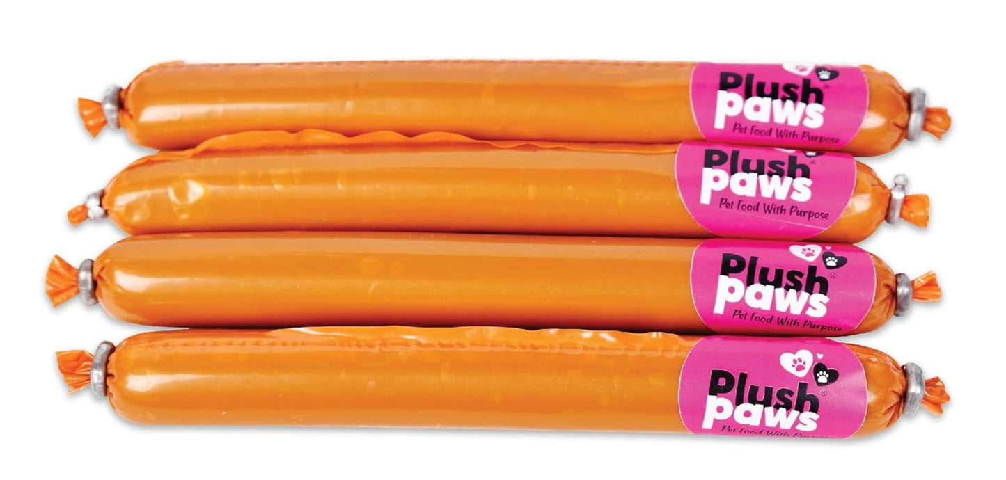 Plushpaws Dog Sausage Treats Chicken Sausages for Dogs | Protein-Rich, Soft & Tasty Training Snacks | with Taurine, Lysine & Vitamin C | Healthy Dog Treats