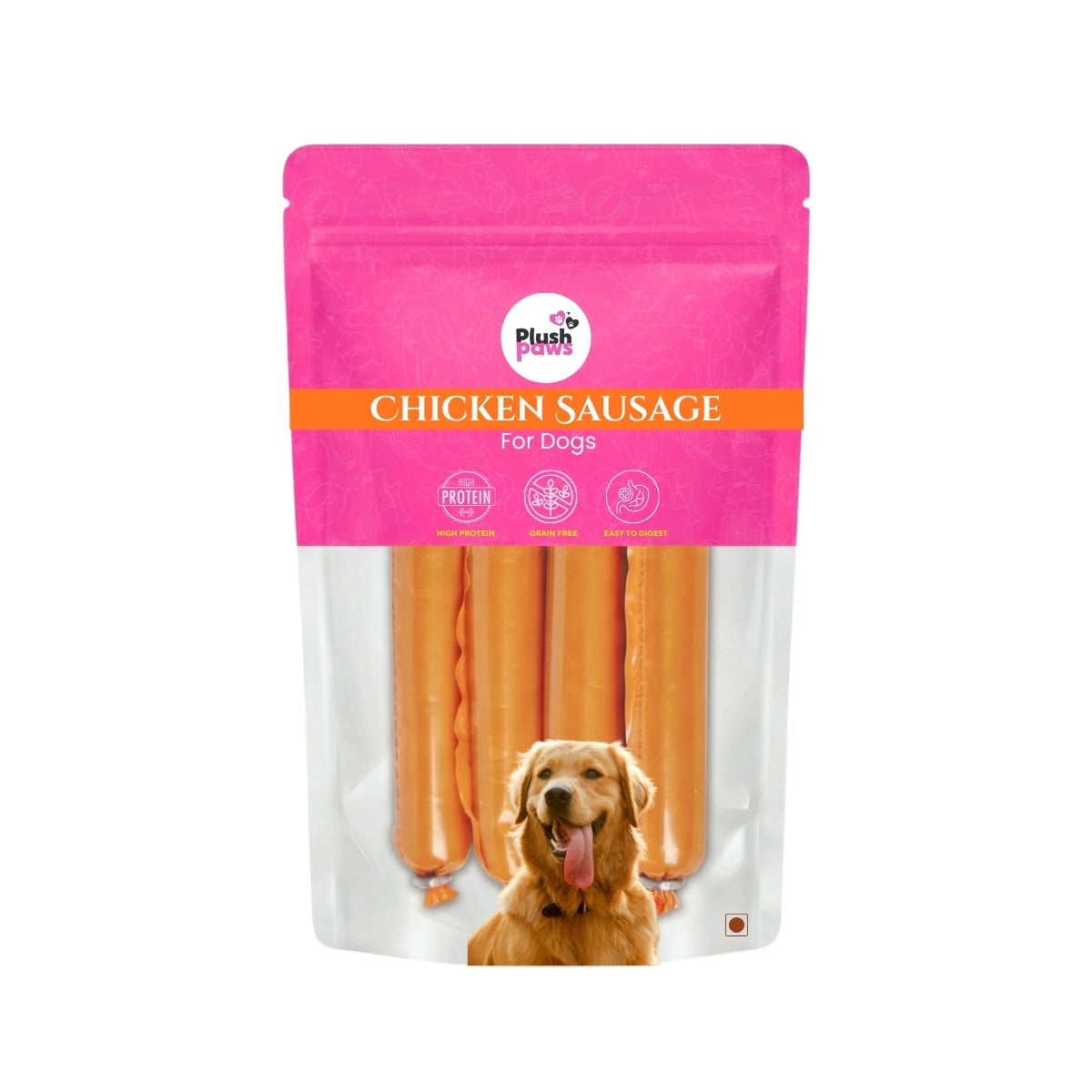 Plushpaws Dog Sausage Treats Chicken Sausages for Dogs | Protein-Rich, Soft & Tasty Training Snacks | with Taurine, Lysine & Vitamin C | Healthy Dog Treats